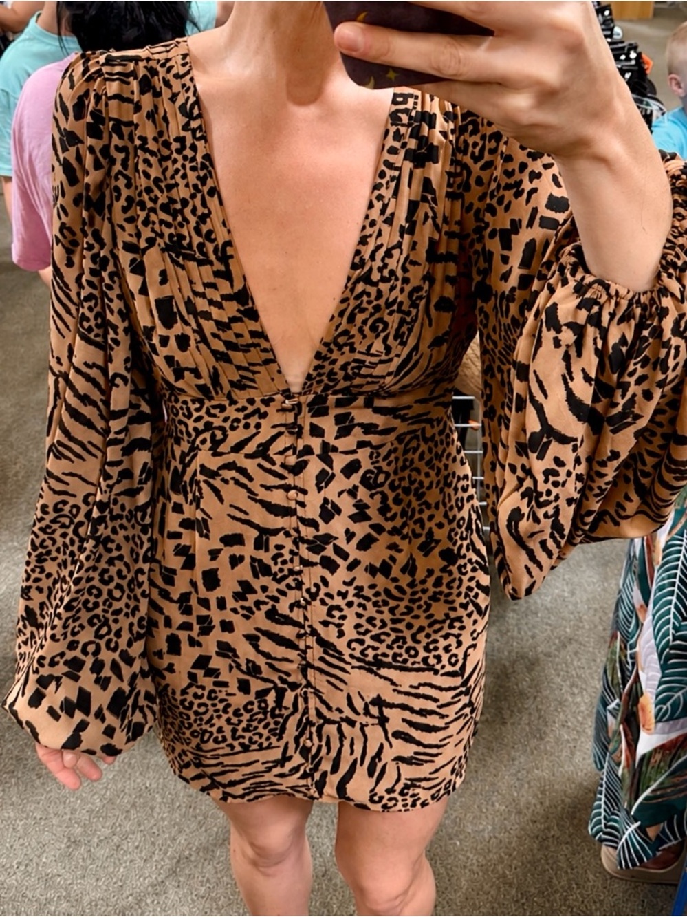 BuddyLove Mixed Animal Print Balloon Sleeve Mini Dress NWT Small